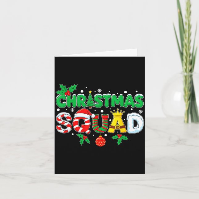 Tarjeta Christmas Squad Santa Dabbing Elf Family Matching  (Anverso)