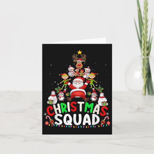 Tarjeta Christmas Squad Santa Elf Tree Xmas Family Matchin (Anverso)