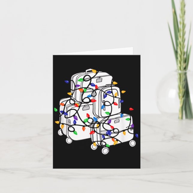 Tarjeta Christmas Suitcase Vacation With Lights, Fam Trave (Anverso)