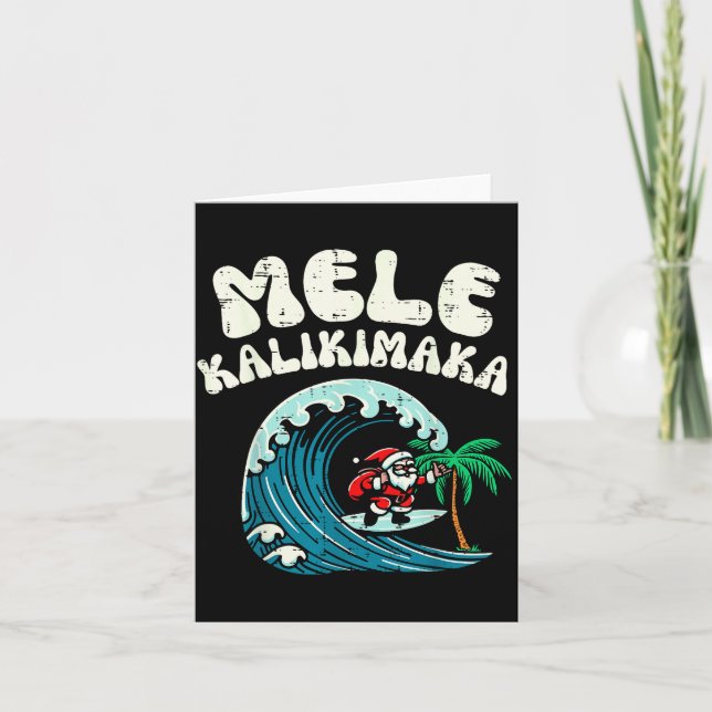 Tarjeta Christmas Surfing Santa Mele Kalikimaka Xmas Men B (Anverso)
