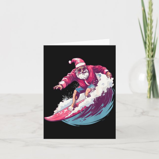 Tarjeta Christmas Surfing Santa Surfboarder Surf Lover Xma (Anverso)