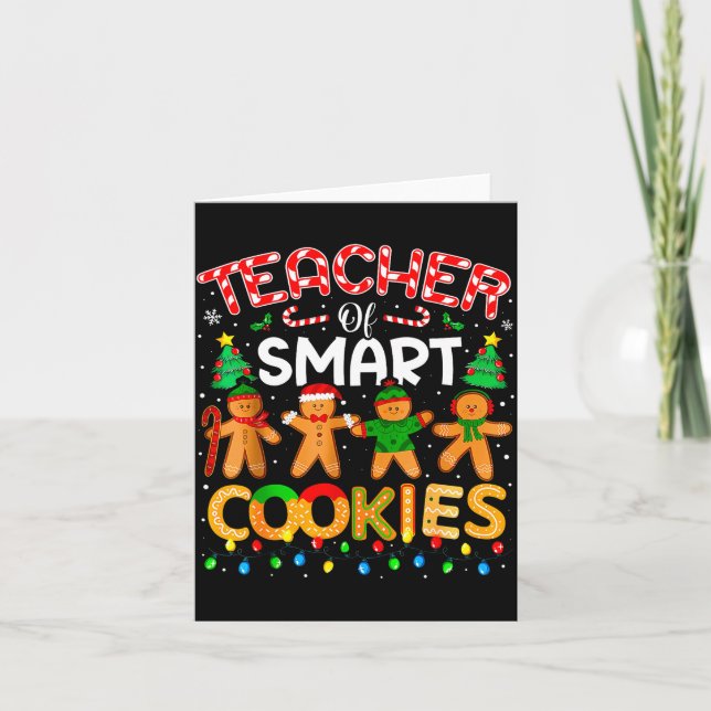 Tarjeta Christmas Teacher Of Smart Cookies Funny Cute Ging (Anverso)