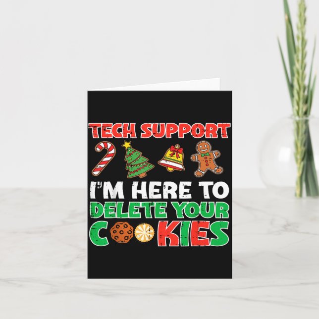 Tarjeta Christmas Tech Suprt Delete Cookies Funny Xmas Men (Anverso)