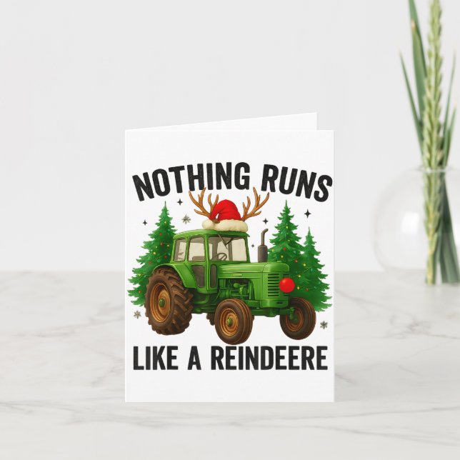 Tarjeta Christmas Tractor Farm Nothing Runs Like A Reindee (Anverso)