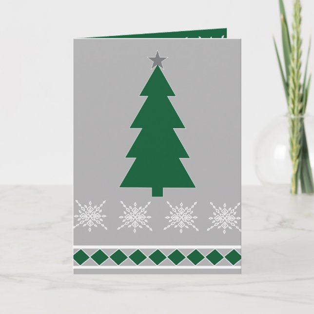 Tarjeta Christmas Tree and Snowflakes Pattern, (Anverso)
