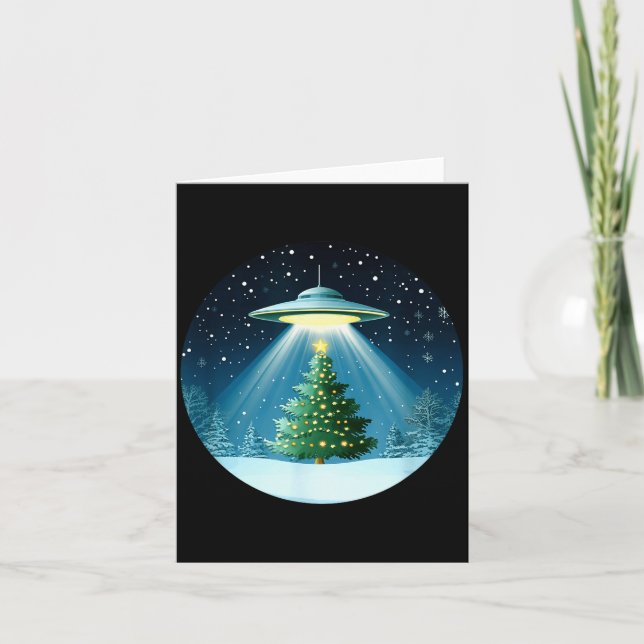 Tarjeta Christmas Tree Beamed By Ufo For Interstellar Holi (Anverso)