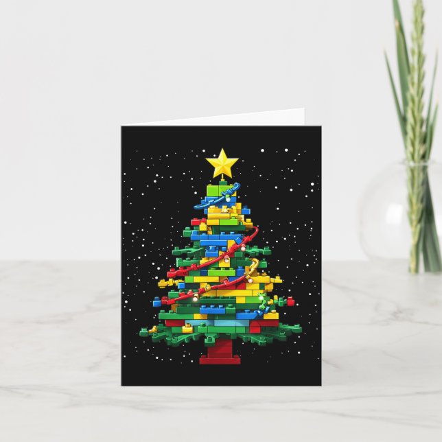 Tarjeta Christmas Tree Block Brick Building Xmas Master Bu (Anverso)