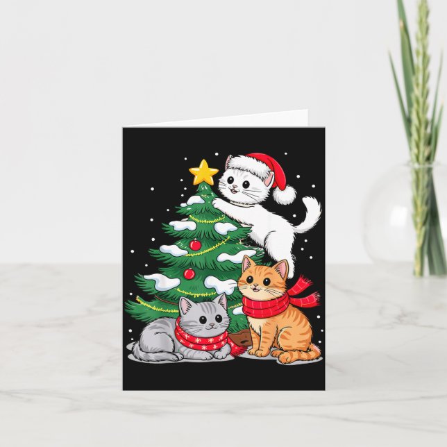Tarjeta Christmas Tree Cats Xmas  (Anverso)