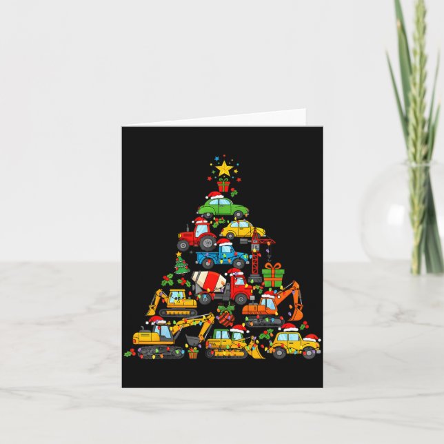 Tarjeta Christmas Tree Cute Construction Truck Xmas Holida (Anverso)