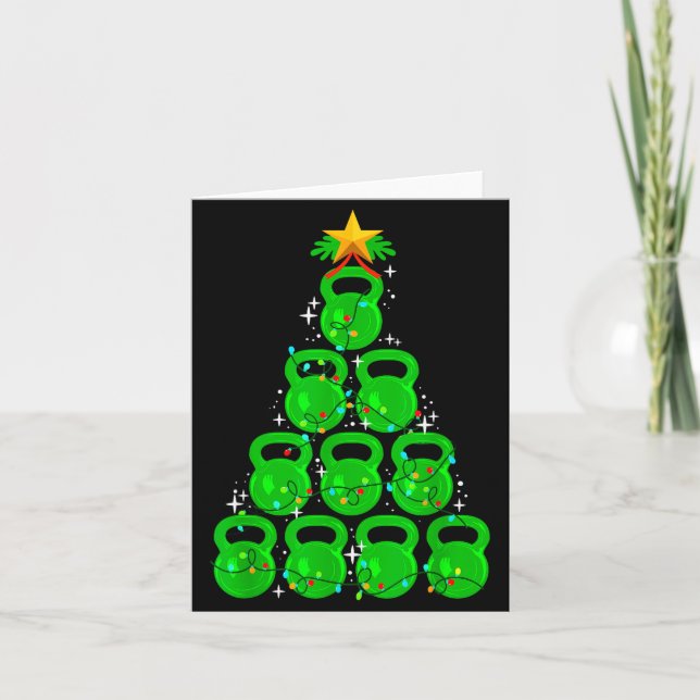 Tarjeta Christmas Tree Kettlebell Xmas Gym Workout Fitness (Anverso)