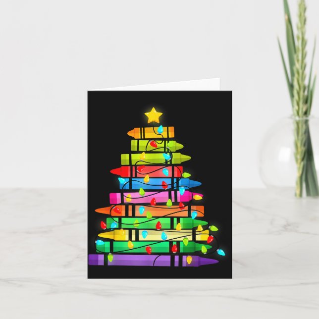 Tarjeta Christmas Tree Made Of Crayons School Teacher Life (Anverso)