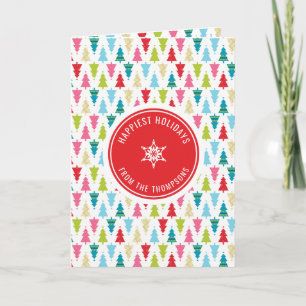 Tarjeta CHRISTMAS TREE PATTERN festivo moderno mínimo rojo