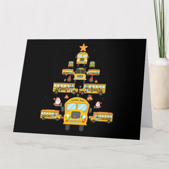 Tarjeta Christmas Tree School Bus Funny Driver Xmas Gift (Anverso)