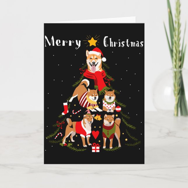 Tarjeta Christmas Tree Shiba Inu Lover Xmas Dog Owner New  (Anverso)