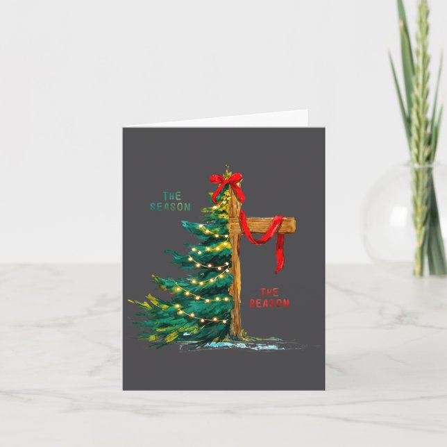 Tarjeta Christmas Tree The Season Jesus Cross Faith Holida (Anverso)