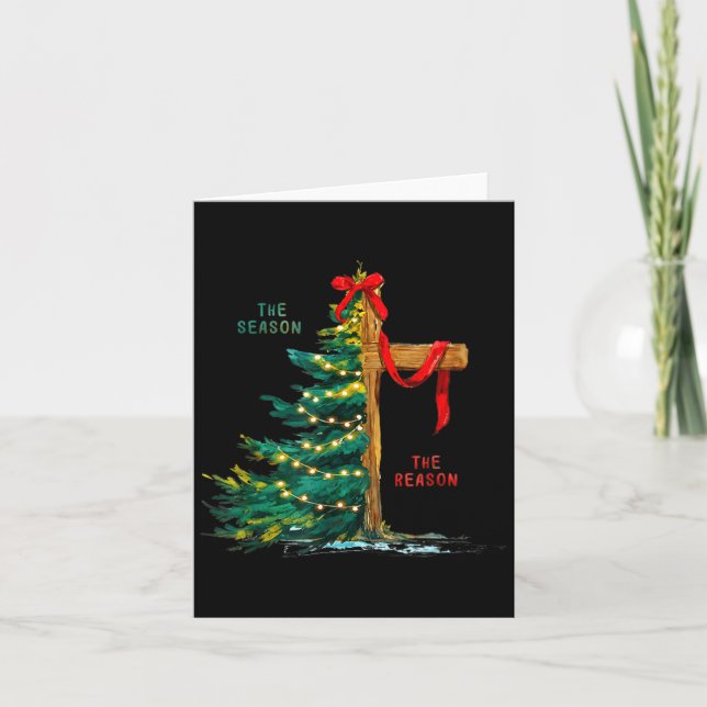 Tarjeta Christmas Tree The Season Jesus Cross Faith Holida (Anverso)
