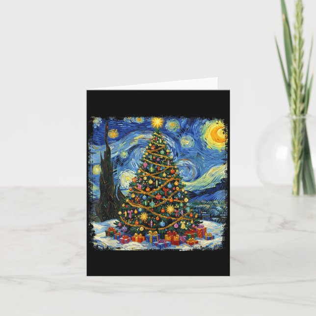 Tarjeta Christmas Tree Van Gogh Starry Night Christmas 202 (Anverso)