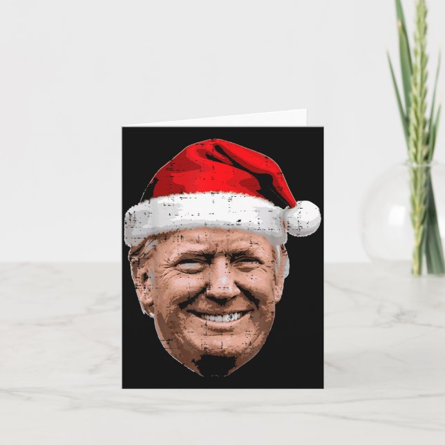 Tarjeta Christmas Trump Face Santa Funny Xmas Meme Men Wom (Anverso)