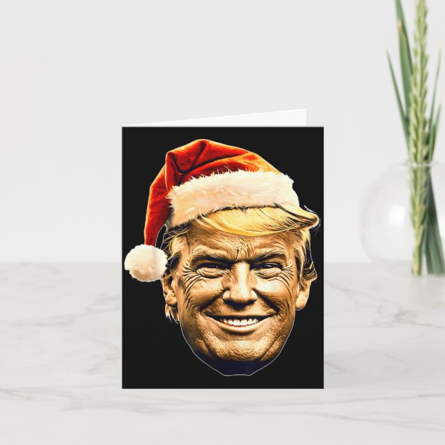 Tarjeta Christmas Trump Face Santa Funny Xmas Meme Men Wom (Anverso)