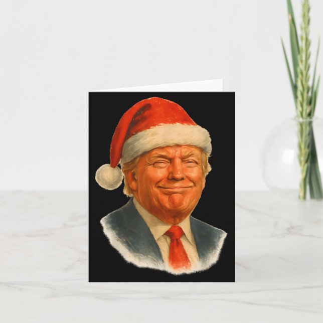 Tarjeta Christmas Trump Face Santa Funny Xmas Meme Men Wom (Anverso)