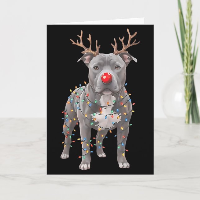 Tarjeta Christmas Ttie Xmas Dog Reindeer Nose Dog Lover Do (Anverso)