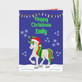 Tarjeta Christmas Unicorn Folded Greeting Card