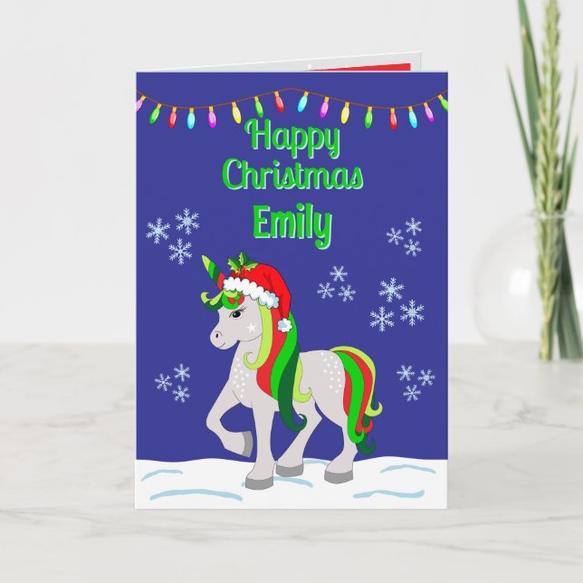 Tarjeta Christmas Unicorn Folded Greeting Card (Anverso)