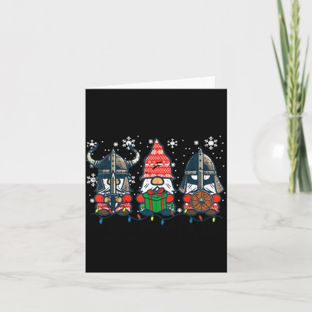 Tarjeta Christmas Viking Gnomes Funny Nordic Xmas Men Wome (Anverso)
