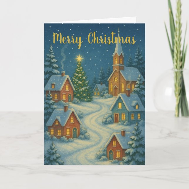Tarjeta Christmas Village Custom Christmas Card (Anverso)