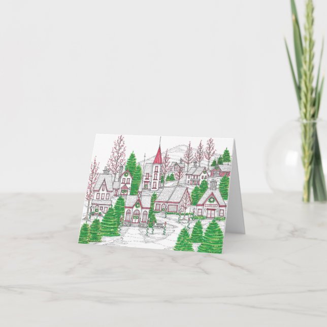 Tarjeta Christmas Village Greeting Card (Anverso)