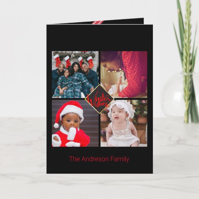 Tarjeta Christmas Wishes Lovely Fun Family Photo Collage (Anverso)