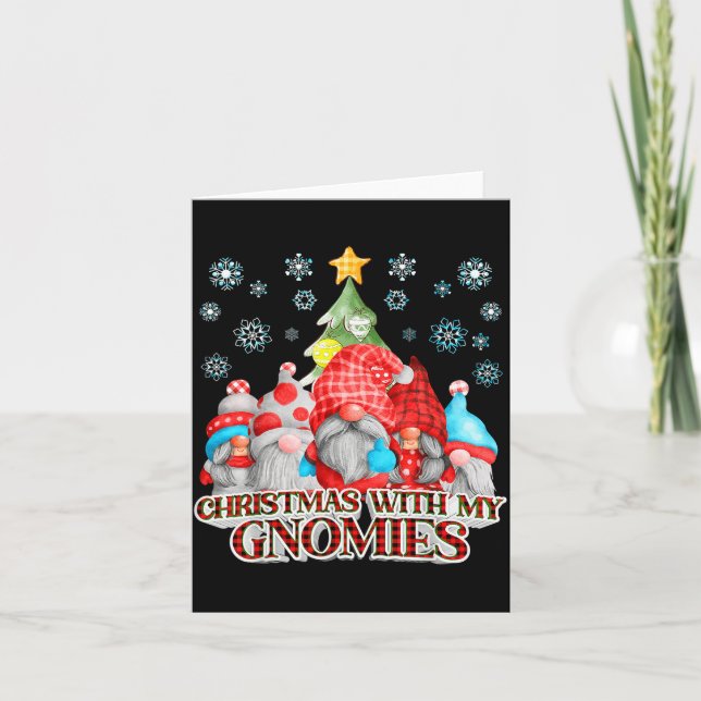 Tarjeta Christmas With My Gnomies Plaid Gnome Group Pajama (Anverso)