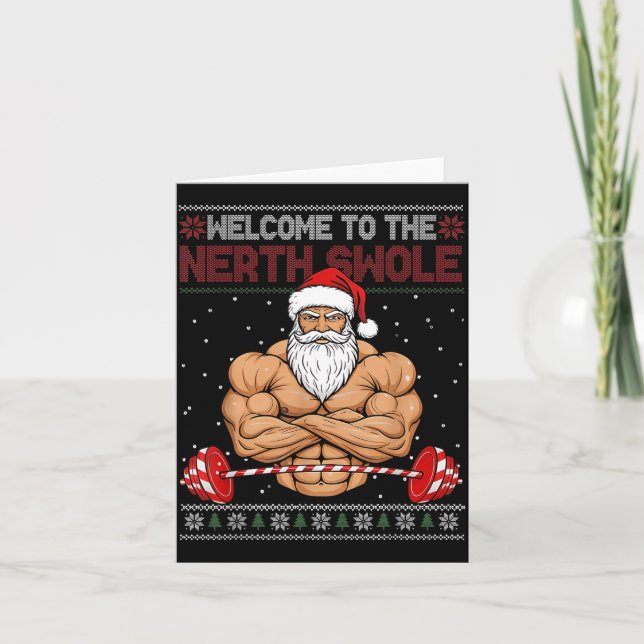 Tarjeta Christmas Workout Welcome To North Swole Xmas Gym  (Anverso)