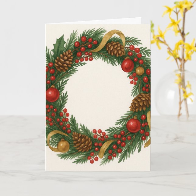 Tarjeta Christmas Wreath Card (flor amarilla)