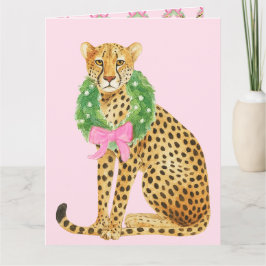 Tarjeta Christmas Wreath Leopard 