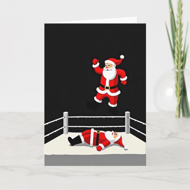 Tarjeta Christmas wrestling Santa Card (Anverso)