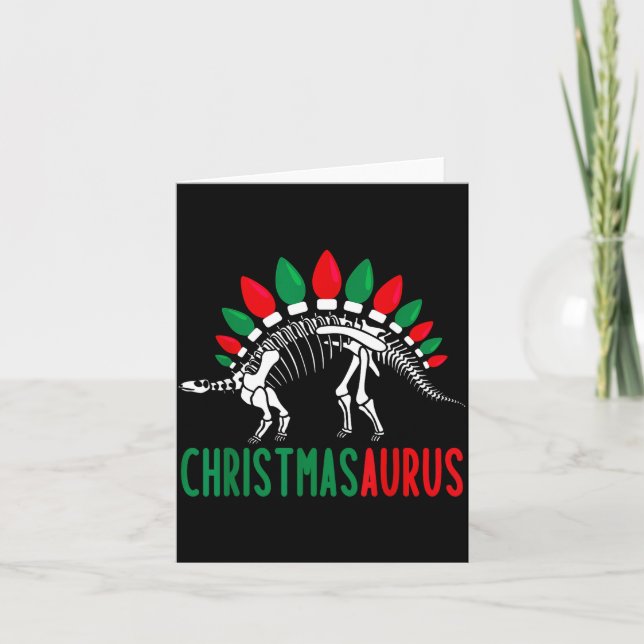 Tarjeta Christmasaurus Cute Christmas Dinosaur Tree Rex Di (Anverso)