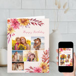 Tarjeta Chrysanthemum Fall Floral 5 Foto Cumpleaños<br><div class="desc">Tarjeta de cumpleaños floral personalizada con 5 de tus fotos y mensajes favoritos dentro. También puede editar feliz cumpleaños para que se adapte a una ocasión diferente si lo desea. El diseño está decorado con bonitas acuarelas florales en el interior y en el exterior, en tonos dorados, amarillos y rosas....</div>