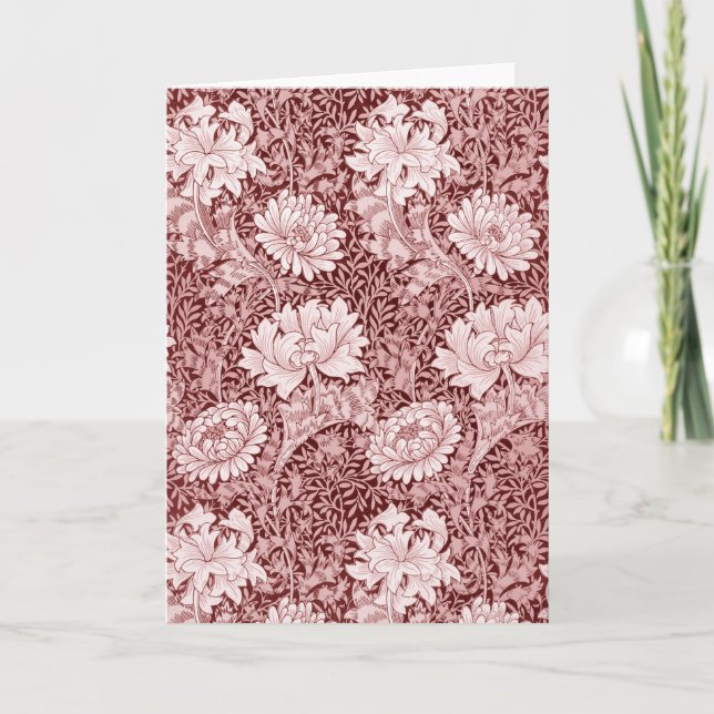 Tarjeta Chrysanthemum Maroon, William Morris (Anverso)