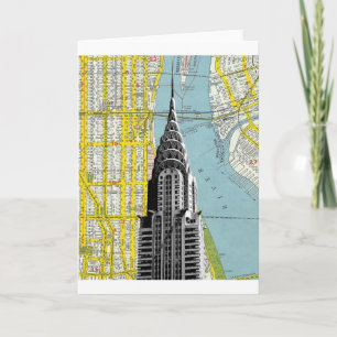 Tarjeta Chrysler que construye con el fondo del mapa