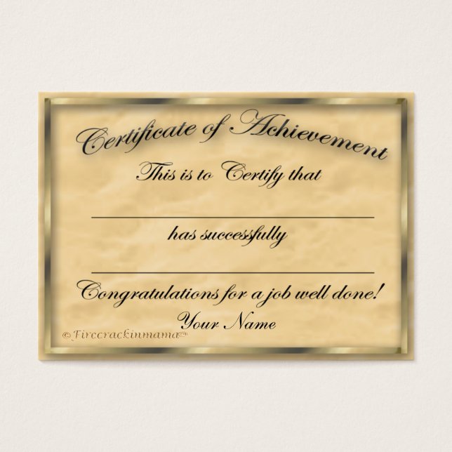 Tarjeta Chubby de Certificado de Logro (Frente)
