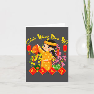 Tarjeta Chuc Mung Nam Moi Año Nuevo Lunar Vietnamita Ao Da
