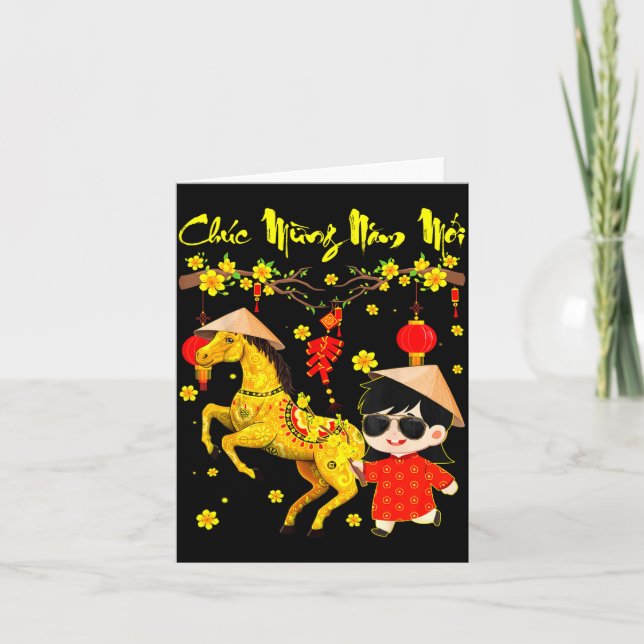 Tarjeta Chuc Mung Nam Moi Binh Ngo Tet 2026 Vietnamese Gir (Anverso)