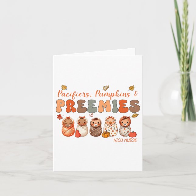 Tarjeta Chupetes Calabaza Y Prematuros Enfermera Nicu Dia  (Anverso)