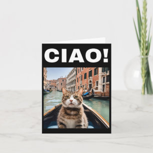 Tarjeta Ciao Funny Gondolier Cat En Un Gondola Veneciano