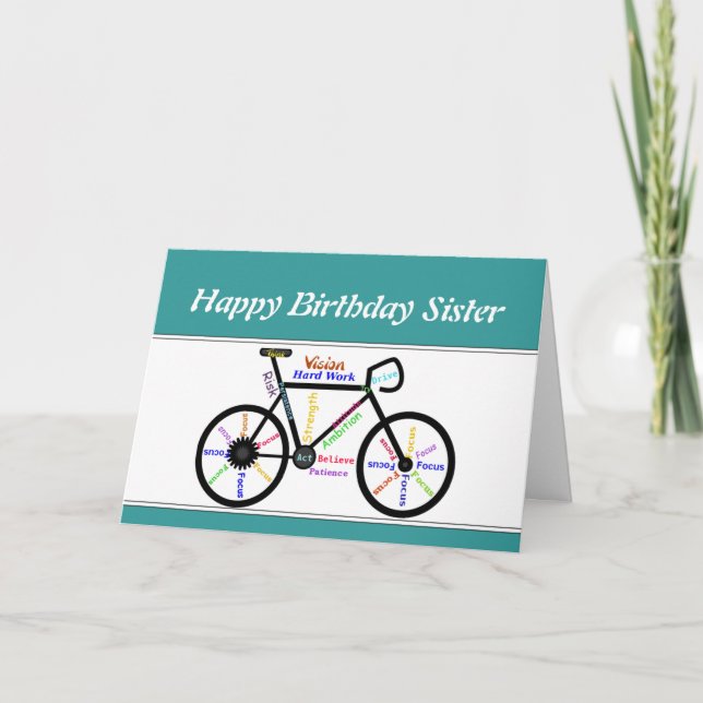 Tarjeta Ciclismo de bicicleta motivacional de cumpleaños d (Anverso)