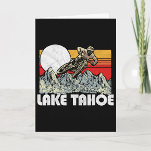 Tarjeta Ciclismo de montaña en Lake Tahoe con vibra retro 