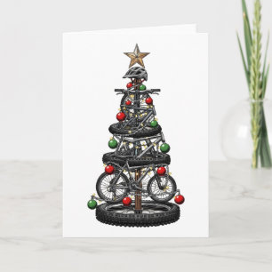 Tarjeta Ciclismo de montaña Mtb Navidad Árbol Xmas Diverti