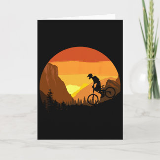 Tarjeta Ciclismo de montaña Retro Trail Rider Atardecer