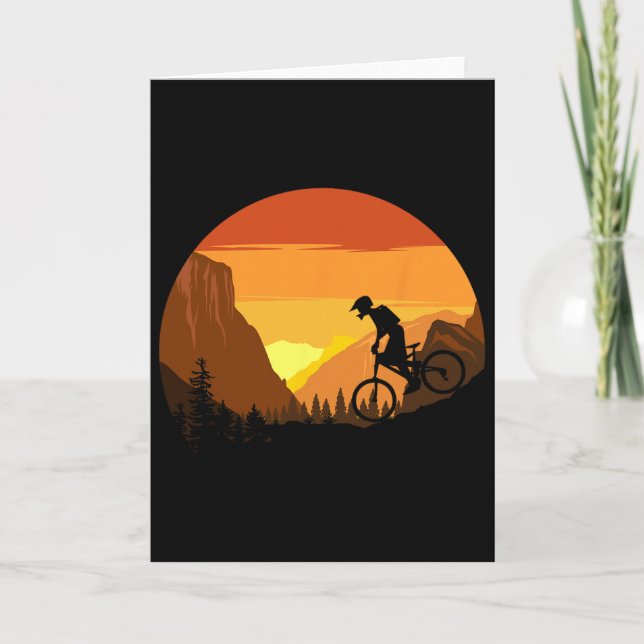 Tarjeta Ciclismo de montaña Retro Trail Rider Atardecer (Anverso)
